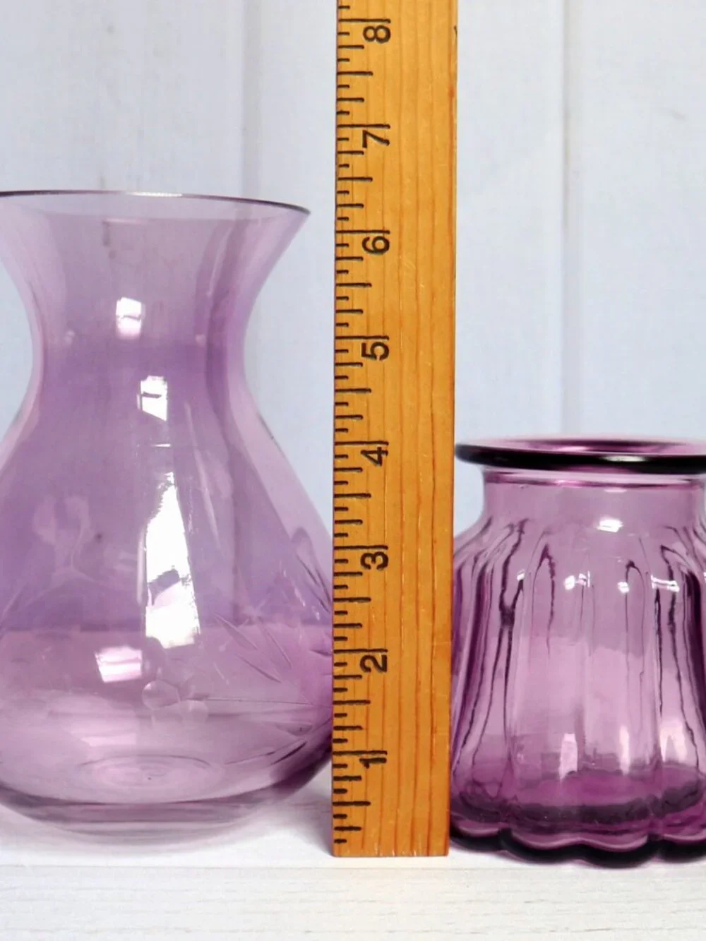 Amethyst Glass Vases Pair (Mix Match Set) Purple Home Decor Accents